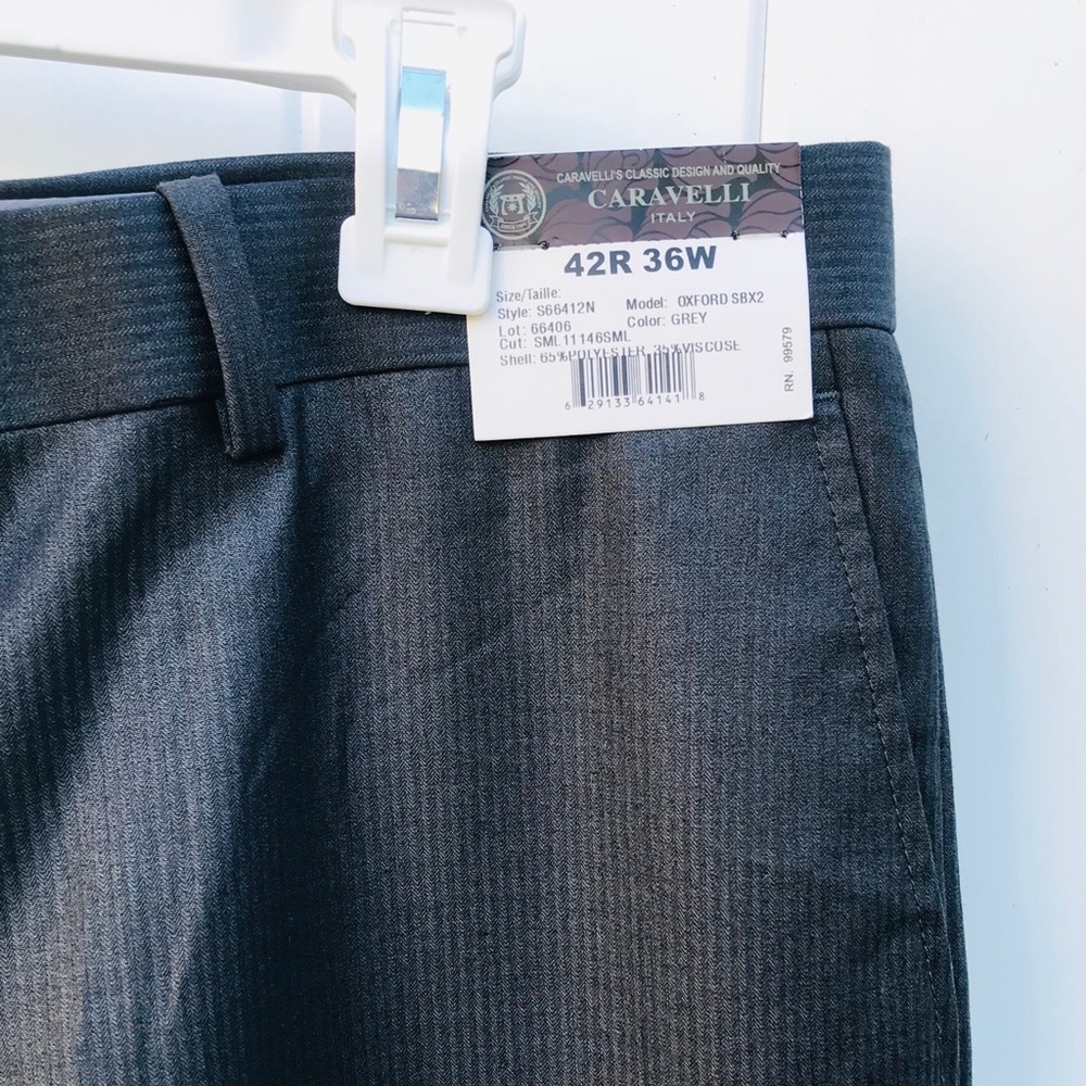 CARAVELLI MENS GREY DRESS PANTS FLAT FRONT